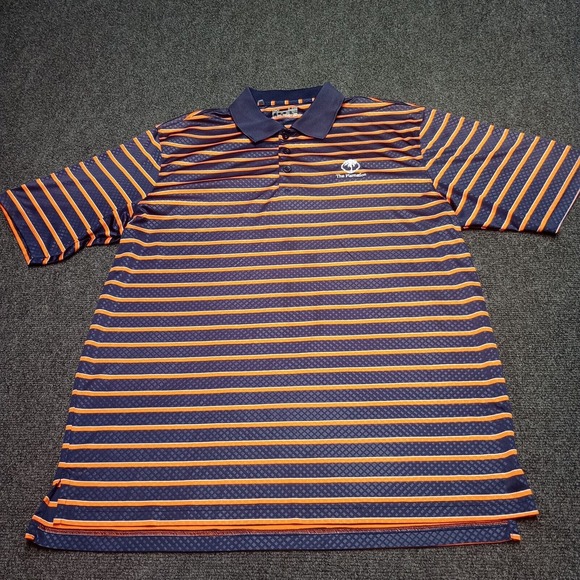Under Armour Shirt Men Large Blue Orange Striped Loose Golf Polo‎ The Plantation - Picture 1 of 6